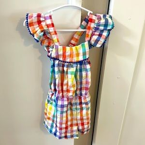 Cat & Jack seersucker plaid rainbow romper 18M